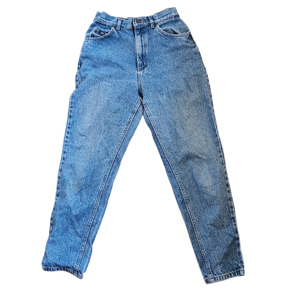 Y2K‎ Vintage Lee High Waisted Mom Jeans 8 Medium Acid Wash Blue Tapered Leg 90s